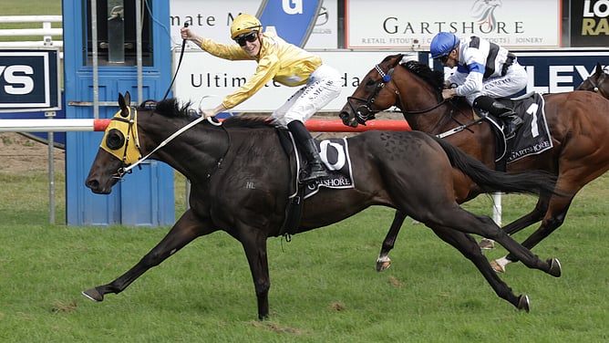 Apprentice jockey Sam McNab salutes after winning the Gr.2 Ultimate Mazda Japan Trophy (1600m) aboard Omega Boy.  - Photo: Kenton Wright (Race Images)