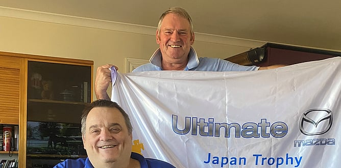 Ian and Dave Scott, proud of breeders of Omega Boy who took out the Gr.2 Japan Trophy last weekend at Tauranga