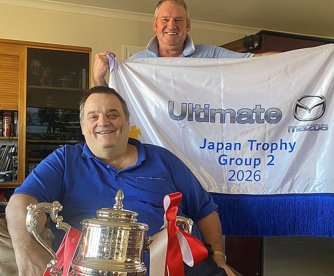 Ian and Dave Scott, proud of breeders of Omega Boy who took out the Gr.2 Japan Trophy last weekend at Tauranga