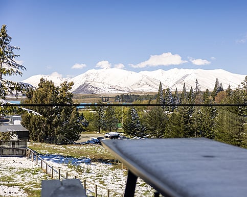 Southern Alps Views from the deck at Roam Lake Tekapo