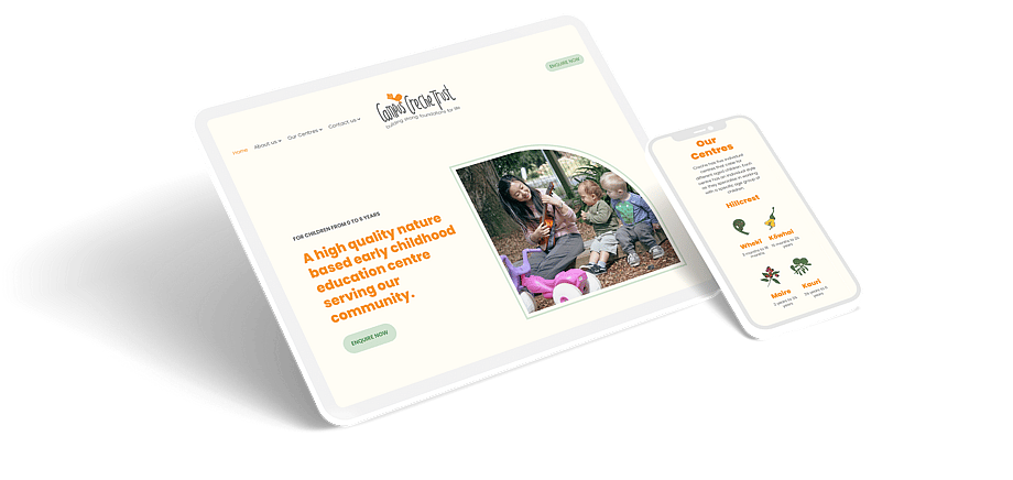 Responsive website displayed on an iPad.