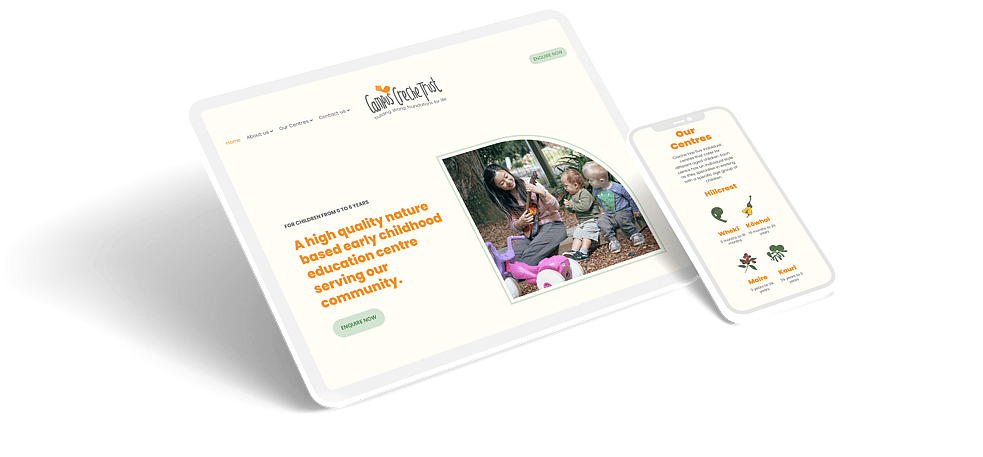 Responsive website displayed on an iPad.