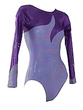 Long sleeve Gymnastics Leotard in Violet and Purple with a slight flame
