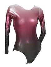 Long sleeve Gymnastics Leotard with faded colours of Cherry Red