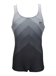 Men's and Boys Unitards Gymnastics in Grey with different shades of Grey in triangle arrow shape upwards and details