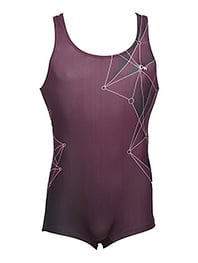 Men's and Boys Unitards Gymnastics in Burgundy with sides in line graph designs and details