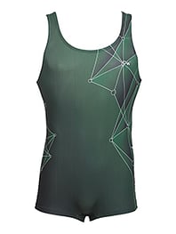 Men's and Boys Unitards Gymnastics in Green with sides in line graph designs and details