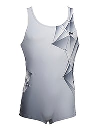 Men's and Boys Unitards Gymnastics in Silver with sides in line graph designs and details