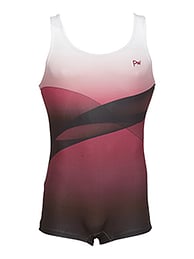 Men's and Boys Unitards Gymnastics in Red with slight wave and top chest fade in White