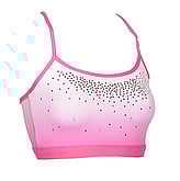 Spaghetti Strap Croptop Singlet Gymnastics with faded colours of Pink and White and Silver sequin dots with Pink outlined 