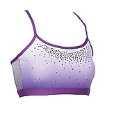 Spaghetti Strap Croptop Singlet Gymnastics with faded colours of Purple and White and Silver sequin dots with Purple outlined 