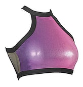 Gymnastics Croptop Singlet in Fuschia with faded colour of Violet with Black outlined on Neck and stomach