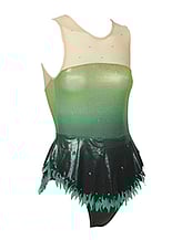 Rhythmic, Ice Skating or Roller blading Sleeveless Leotard Dress in Green Tea and Cream with Silver sequin and details