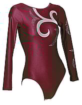 Long sleeve Gymnastics Leotard fully in Lilac with Black drawn curls and Silver