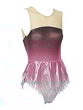 Rhythmic, Ice Skating or Roller blading Sleeveless Leotard Dress in Peony Pink and Cream with Silver sequin and details