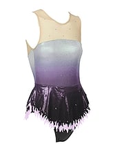 Rhythmic, Ice Skating or Roller blading Sleeveless Leotard Dress in Amethyst and Cream with Silver sequin and details