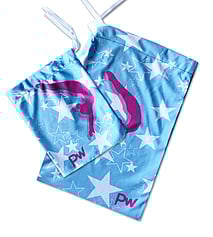 Rhythmic, Ice Skating or Gymnastics Guard Bags in Blue with a Gymnast picture and White stars in details