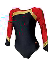 Long Sleeve Gymnastics Leotard with Green and Silver spiral sequin colour Avocado