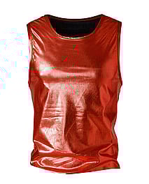 Men's and Boys Unitards Gymnastics in Red with bottom sides in Black curve stripes with top neck and shoulder fade in White