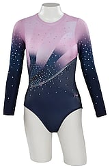 Long sleeve Gymnastics Leotard with Black curls on left side of leotard and full Turquoise