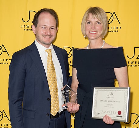 Lynaire Kibblewhite with Chris Paspaley, sponsors of the JDA Pearl Award 2017