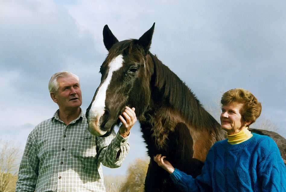 Eight Carat pictured with Sir Patrick and Lady Justine Hogan at Cambridge Stud
