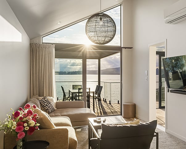 Lake Taupo Views from living area at Roam Taupo