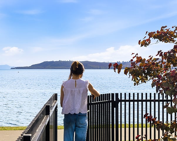 Direct lake access to lakefront from Roam Taupo