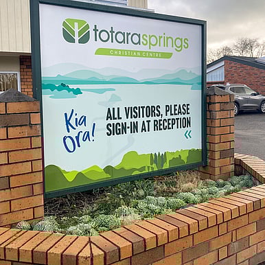 Signs for Totara Springs Christian Camp. Waikato graphic designer, Matamata web design