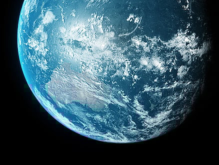 An image of planet earth from space showing the Pacific Ocean, Australia and New Zealand