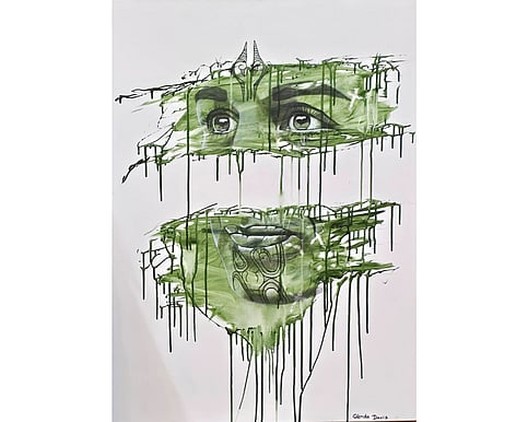 "Tears of the Ancestors and the Distance Between" a painting by Glenda Davis