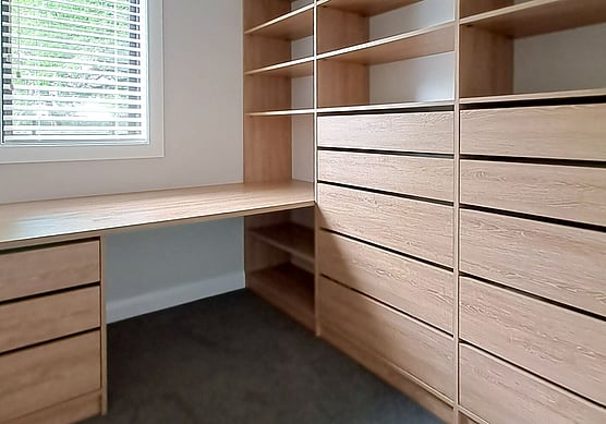 Built-in desk with drawers.