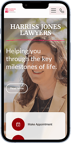 Your Web Presence - Harriss Jones Lawyers Mobile View