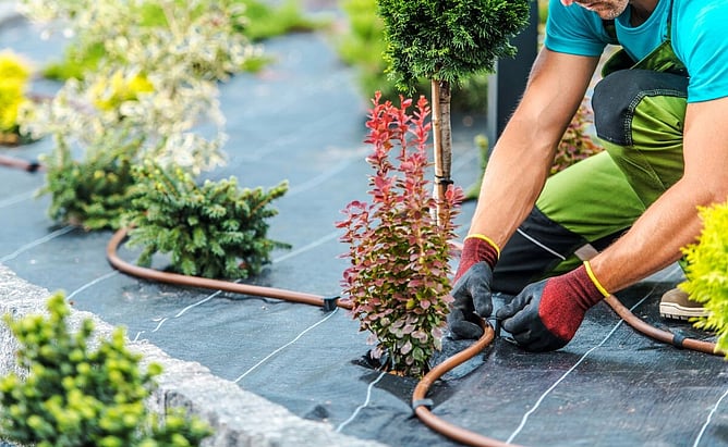 man landscaping a garden
