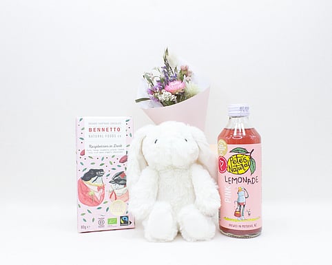 CUTE NZ TEDDY , DRIED FLOWERS AND CHOCOLATE