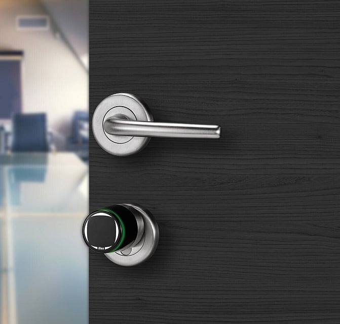 A photo of an Iseo Libra smart lock which can replace an existing cylinder.