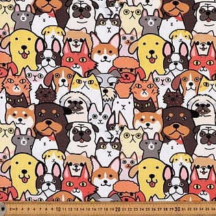 Multi coloured pets cotton duck fabric