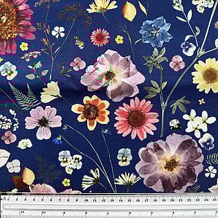 floral cotton canvas on navy background