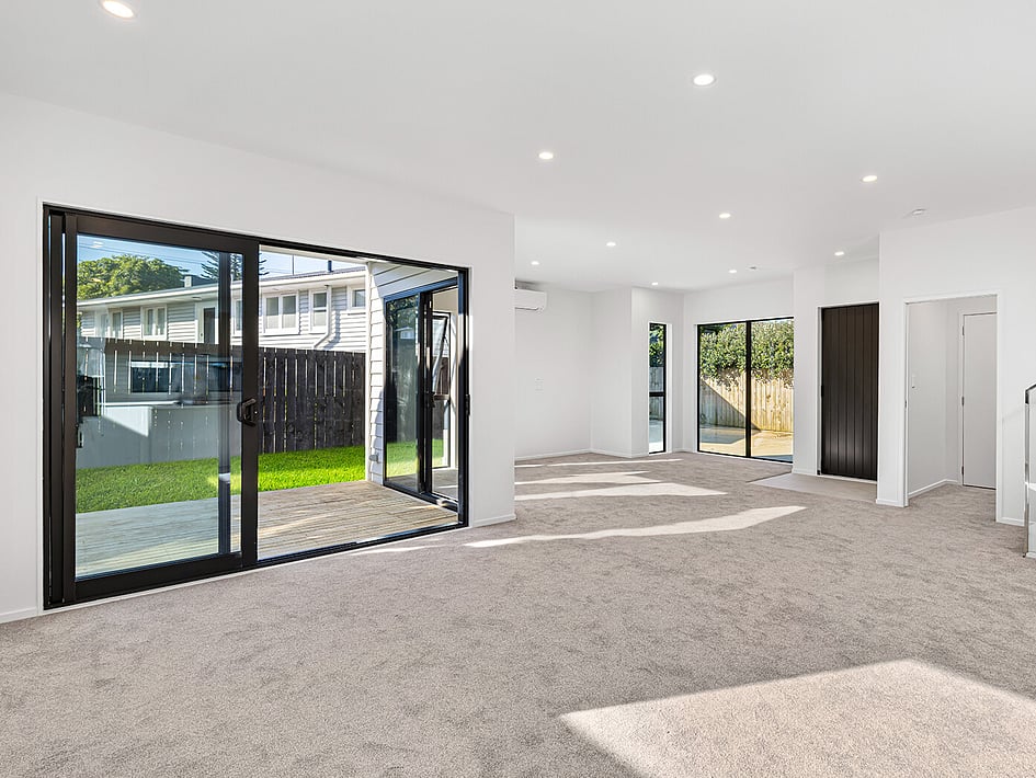 Living space view of Eden Construction&rsquo;s new build house on Mountain Road, Mangere Bridge, Auckland.
