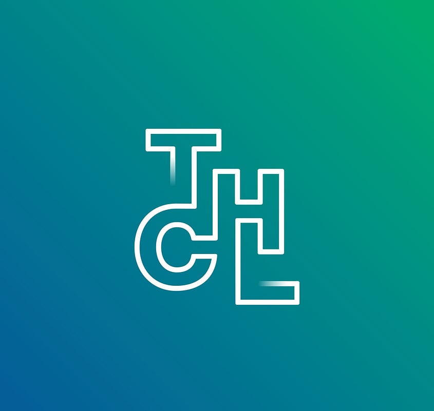THCL logomark on green and blue background