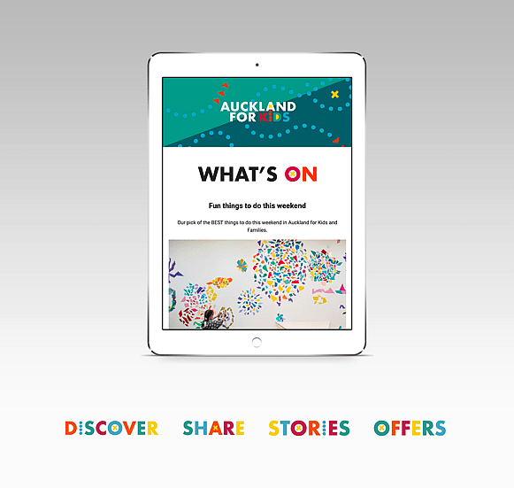 Auckland for Kids e-newsletter template on an ipad