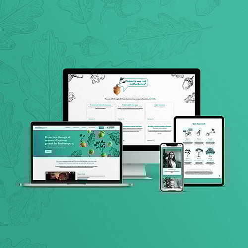 Mock ups of digital platforms showing Meridian General website