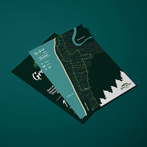 Mock up of an infographic - map of marathon route.