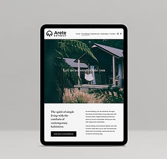 Arete website open on an iPad