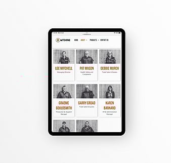 Ipad mockup of Mitchpine staff webpage