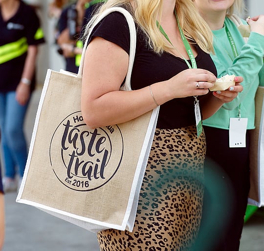 Taste Trail jute bag with logo