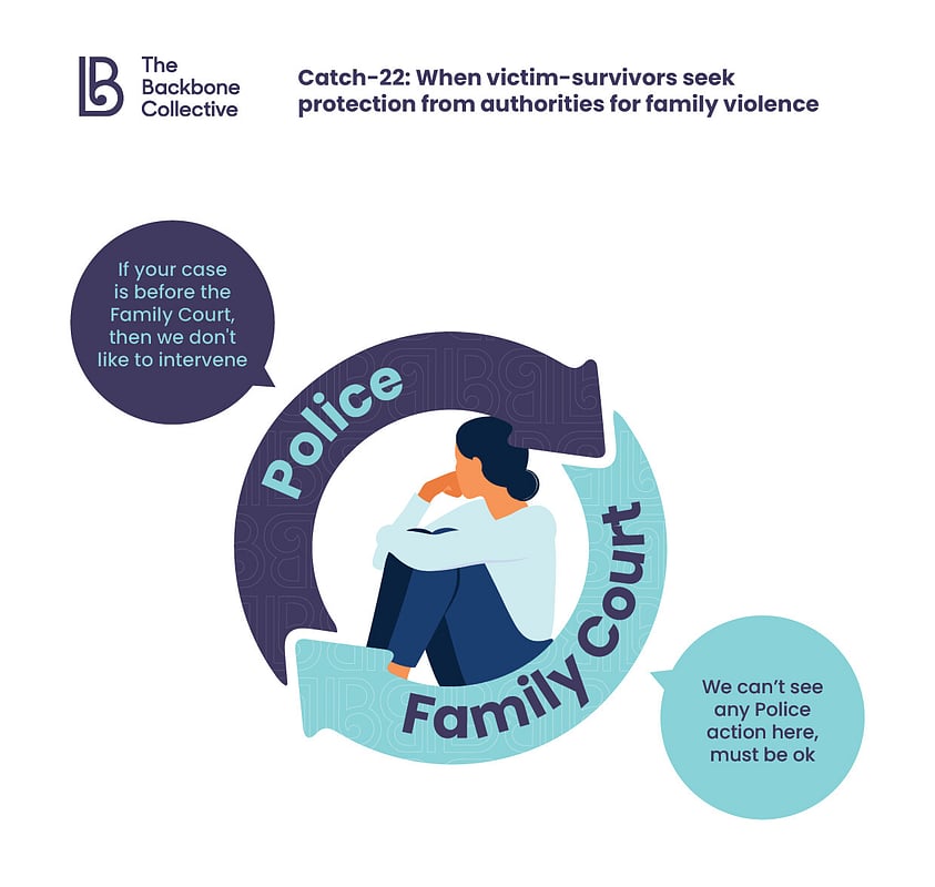 Infographic displaying the dynamic between police and family court in NZ
