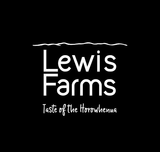 Lewis Farms logo, white on black