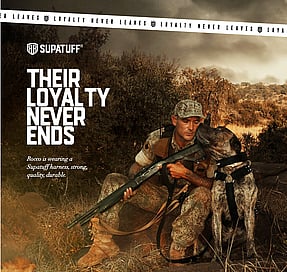 Rogue Royalty Supatuff social media graphic with soldier and his dog.