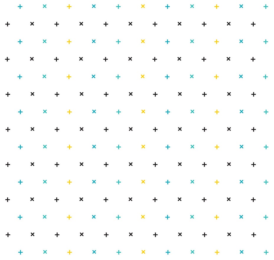CAS brand pattern featuring addition and multiplication symbols in brand colours